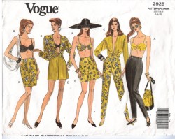 2929 VOG BRA TOP, TIE BLOUSE, SKIRT SHORTS PANTS PATTERN 12-16